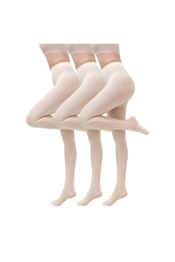 3 Pairs Black Tights for Women, Plus Size 60D Semi Opaque Tights, Control Top Microfiber Pantyhose for Women