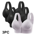 thumbnail image 1 of Abomasnow 3 Pcs Front Button Bra fot Women, Plus Size Wireless Snap Front Closure Sleep Bra Full-Coverage Breathable Sports Bras Everyday Sleep Tshirt Bras, 1 of 9