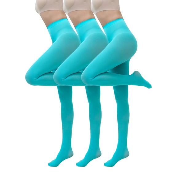 Abomasnow 3 Piece Womens 80 Denier Opaque Tights Soft Solid Color Footed Pantyhose High Waist Stretchy Stocking M,L