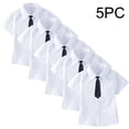 thumbnail image 1 of Abomasnow 5 Pack Boys Short Sleeve Dress Shirts Kids Wrinkle-Free Button Down School Uniform with Tie 2-15 Years, 1 of 9