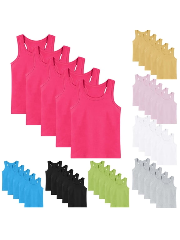 5 Pack Boys and Girls Cotton Tank Tops Sleeveless Crewneck Undershirts Casual Soft Breathable Workout Running Tee Shirts