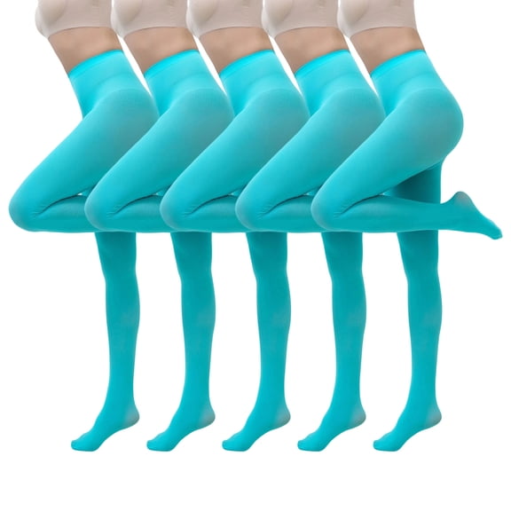 Abomasnow 5 Pcs Women's Footed Tights 80D/90D Soft Color Solid Opaque Pantyhose Casual High Waist Stretchy Tights