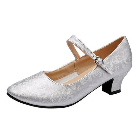Abomasnow Ankle Strap Kitten Heel Pumps for Women Comfortable Closed Pointed Toe Low Heel Mary Janes for Work Office Party Event Prom