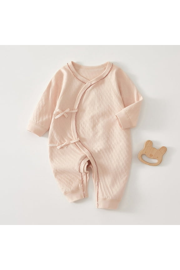 Baby Boy Girl Cotton Kimono Robe Infant Newborn Long Sleeve Button One Piece Romper Jumpsuits 0-9 Months