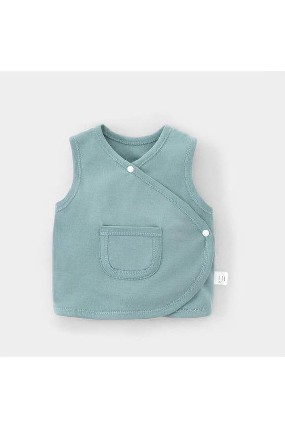 Baby Kimono Robe Newborn Sleeveless Side-Snap Cotton Bodysuit Romper Infant Solid V Neck Jumpsuit 0-3 Years