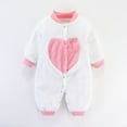 thumbnail image 1 of Abomasnow Baby Newborn Fleece Snowsuit Infant Girls Boys One Piece Jumpsuit Winter Warm Heart Print Bodysuit 0-18 Months, 1 of 1