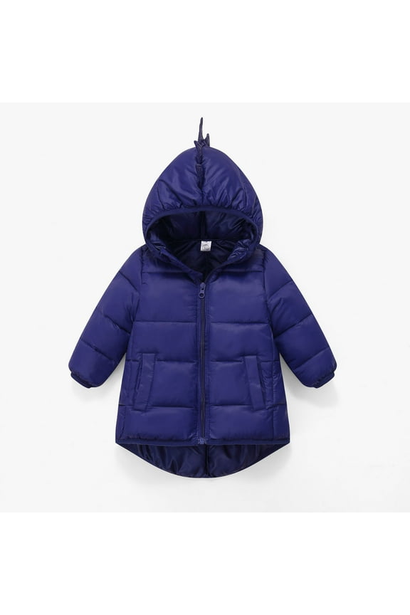 Baby Toddler Boy Girl Winter Dinosaur Hooded Puffer Jackets Coats Warm Zip-UP Padded Outerwear 2-9 Years