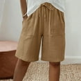 thumbnail image 1 of Abomasnow Bermuda Shorts for Women 2025 Summer Cotton Linen Gauze Wide Leg Drawstring Casual Knee Length Bermuda Shorts, 1 of 9