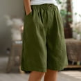 thumbnail image 1 of Abomasnow Bermuda Shorts for Women Loose Fit Wide Leg Knee Length Shorts Casual Elastic Waisted Linen Short Trousers with Pockets, 1 of 7