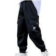 thumbnail image 1 of Abomasnow Big Boys Cargo Joggers Pants Straight Leg Basic Long Leg Jogging Bottoms Sweatpants Sports Casual Fall Loose Fit Long Trousers with Pockets, 1 of 2