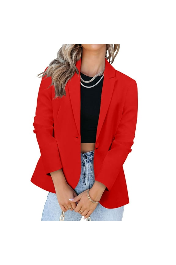 Blazer Jackets for Women Elegant Button Notched Lapel Blazer Classic Women's Blazer for Business & Casual Style