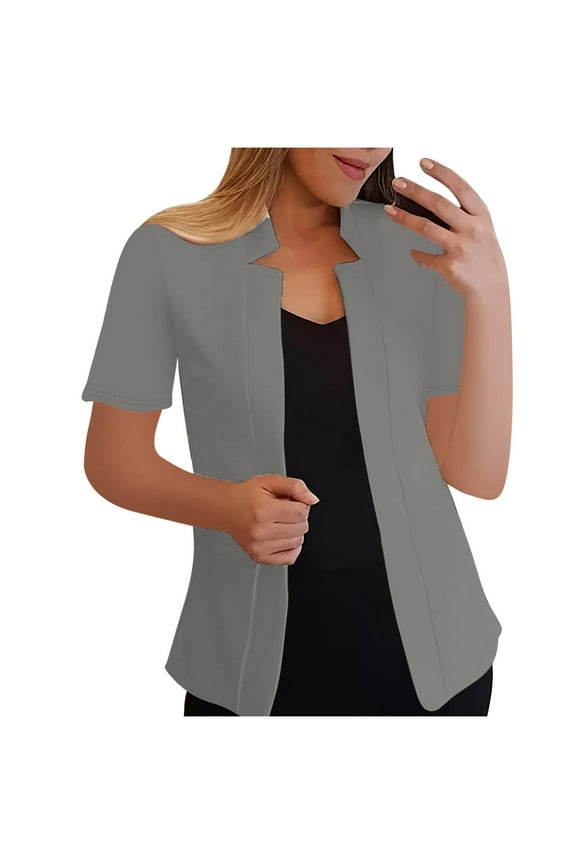 Blazers Jackets for Women 2025 Summer Short Sleeve Business Casual Cardigans Lapel Open Front Work Office Suit Blazer