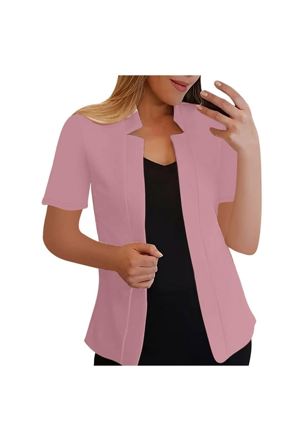 Blazers Jackets for Women 2025 Summer Short Sleeve Business Casual Cardigans Lapel Open Front Work Office Suit Blazer