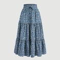 thumbnail image 1 of Abomasnow Boho Floral Maxi Skirt for Women Summer Comfy Tiered Elastic High Waisted Skirts Vacation A-Line Flowy Swing Long Skirts, 1 of 5