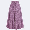 thumbnail image 1 of Abomasnow Boho Floral Maxi Skirt for Women Summer Comfy Tiered Elastic High Waisted Skirts Vacation A-Line Flowy Swing Long Skirts, 1 of 4