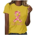 thumbnail image 1 of Abomasnow Breast Cancer Shirts for Women Casual Floral Pink Ribbon Graphics Long Sleeve T-Shirt Crew Neck Breast Cancer Awareness Pullover Tops, 1 of 3