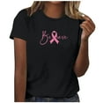 thumbnail image 1 of Abomasnow Breast Cancer Shirts for Women Pink Ribbon Graphic Tee Cure Breast Cancer Awareness Tshirt Inspirational Short Sleeve Tops, 1 of 4