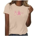 thumbnail image 1 of Abomasnow Breast Cancer Shirts for Women Pink Ribbon Graphic Tee Cure Breast Cancer Awareness Tshirt Inspirational Short Sleeve Tops, 1 of 4