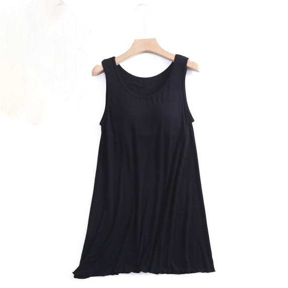 Abomasnow Built In Bra Nightgown for Women Plus Size Sleeveless Sleepwear Tank Sleepshirts Knee Length Lounge Dress
