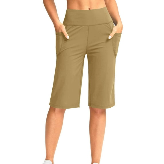 Abomasnow Capri Pants for Women High Waist with Pockets Tummy Control Capri Workout Yoga Pants Loose Straight Leg Trousers