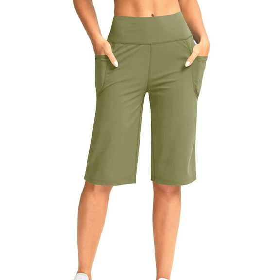 Abomasnow Capri Pants for Women High Waist with Pockets Tummy Control Capri Workout Yoga Pants Loose Straight Leg Trousers