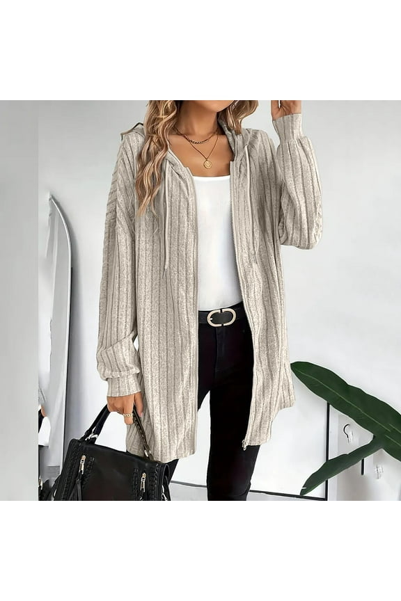 Cardigan Sweaters for Women Lightweight Open Front Thin Long Cardigans Fall Long Sleeve Knit Hooded Sweater with Pockets