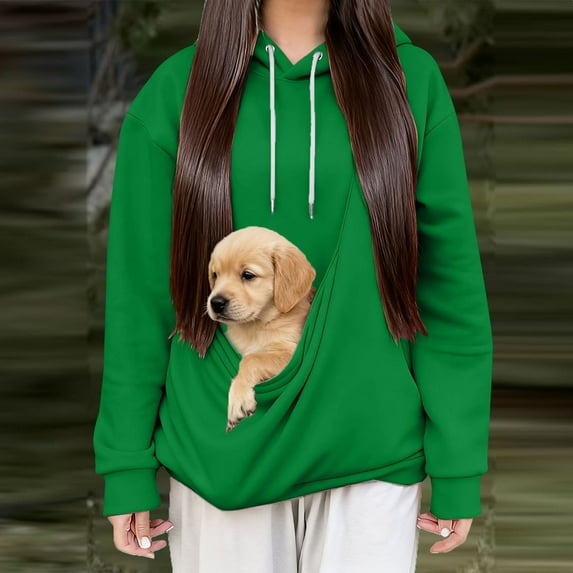 Abomasnow Cat Pouch Hoodie for Women Kangaroo Pocket Dog Pouch Sweatshirts Pet Carrier Pullover Animal Holder Long Sleeve Tops