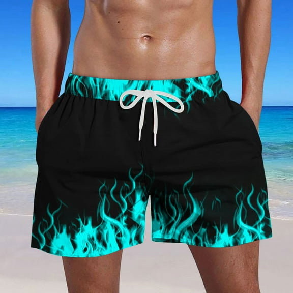 Abomasnow Clearance Sales Today!Men's Swim Trunks 5 inch Printed Swim Board Shorts Quick Dry Vintage Drawstring Beach Shorts Dry with Pockets