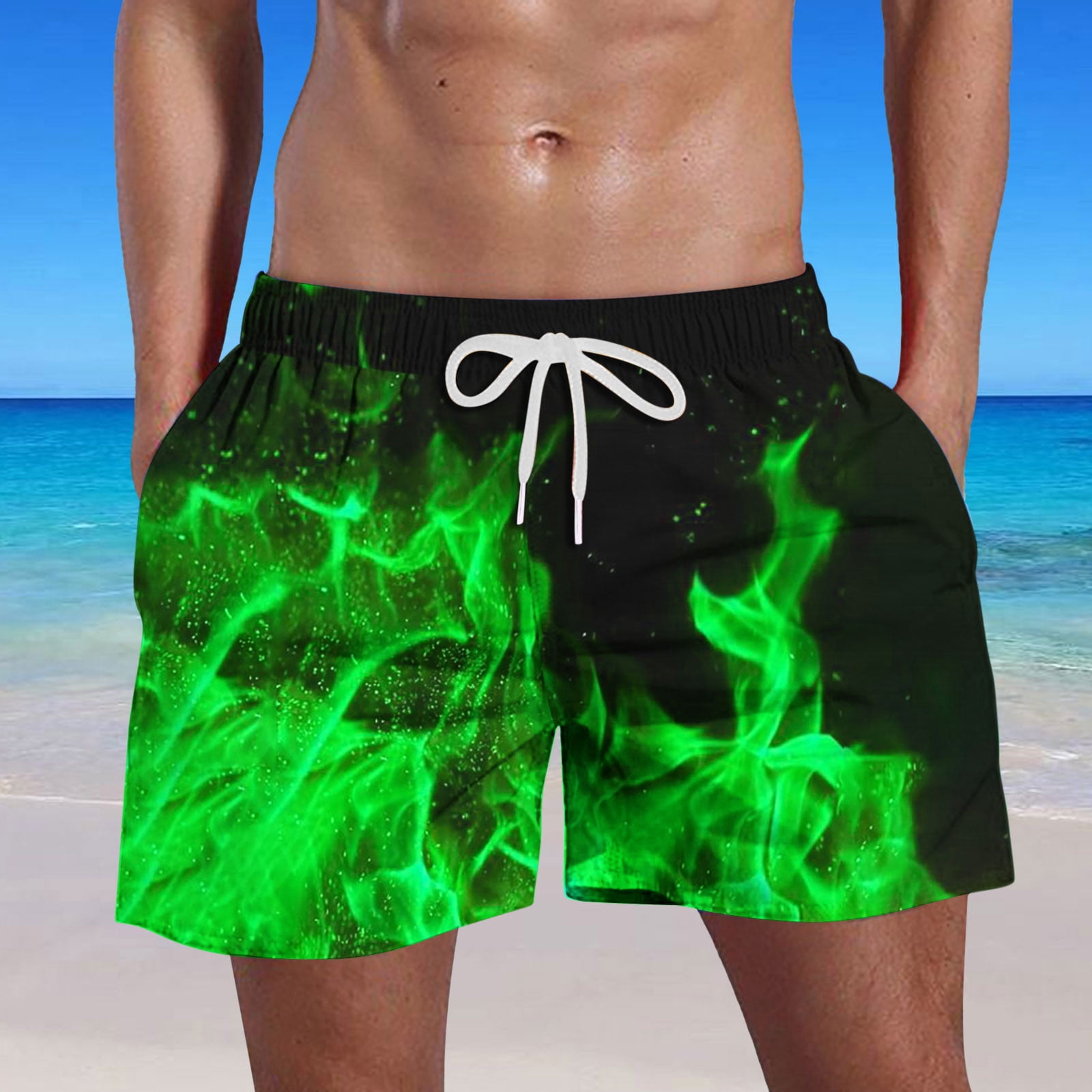 Mens Grinch Swim Trunks with Compression Liner Quick Dry