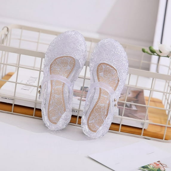 Cxenplz Clearance Sales Today! Princess Costumes Jelly Flats Shoes, Mary Jane Dance Party Cosplay Birthday Party Dress Up Sandals for Little Girls, Toddler or Kids