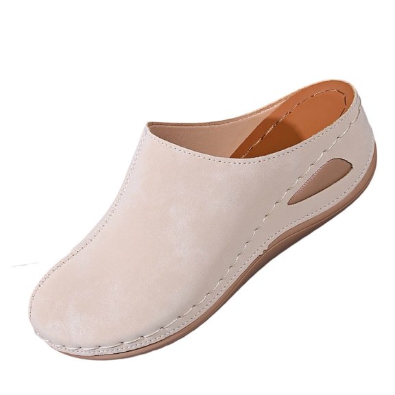 Abomasnow Clogs for Women's Leather Mules Comfortable Non Slip Wedge Slip-On Closed Toe Sandals Summer Casual Walking Platform Slides