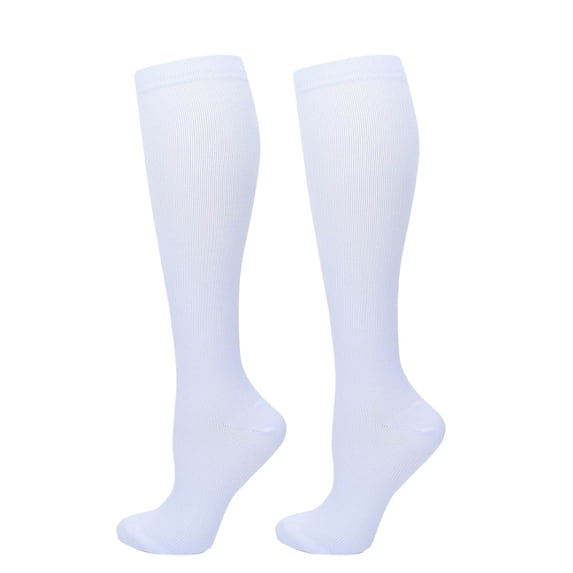 Abomasnow Compression Socks for Women and Men, 20-30 mmHg Knee High Support Stockings for Running, Flight, Travel, Pregnancy, Nurses, Circulation and Recovery, White, M