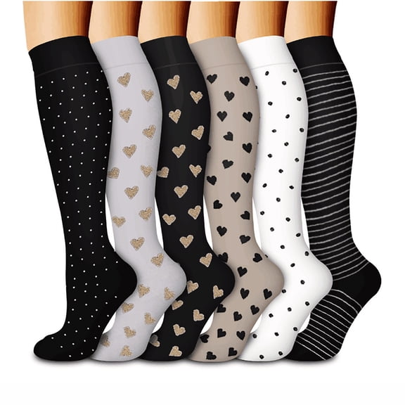 Abomasnow Compression Socks for Women & Men 6 Pack, Support Knee High Socks for Running,Nurses,Travel