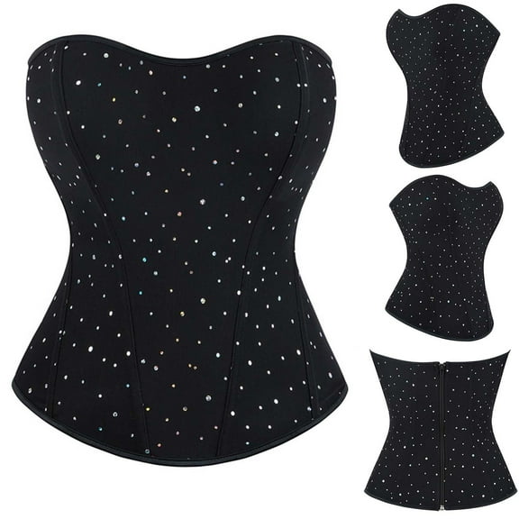 Abomasnow Corset Tops for Women Vintage Royal Court Strapless Bustier Shapewear Tops Trendy Polka Print Boned Overbust Bodyshaper Top on Clearance