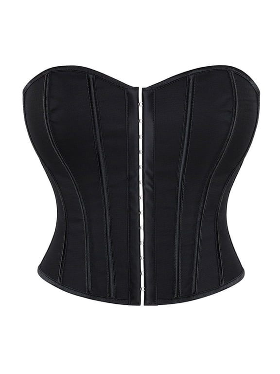 Corset Tops for Women Vintage Solid Gothic Bustier Bodyshaper Top Trendy Strapless Overbust Shapewear Tops Lingerie on Clearance