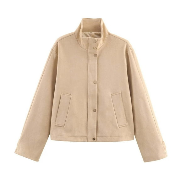 Abomasnow Cropped Bomber Jackets for Womens Long Sleeve Button Down Short Shacket Jacket Pullover Tops S-L