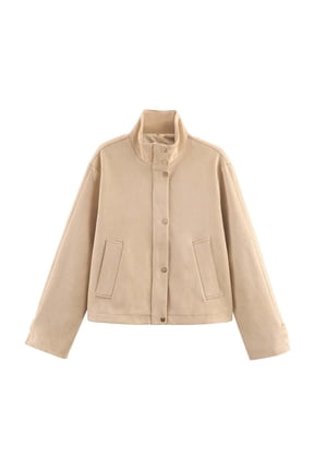 Cropped Bomber Jackets for Womens Long Sleeve Button Down Short Shacket Jacket Pullover Tops S-L