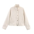 thumbnail image 1 of Abomasnow Cropped Bomber Jackets for Womens Long Sleeve Button Down Short Shacket Jacket Pullover Tops S-L, 1 of 7