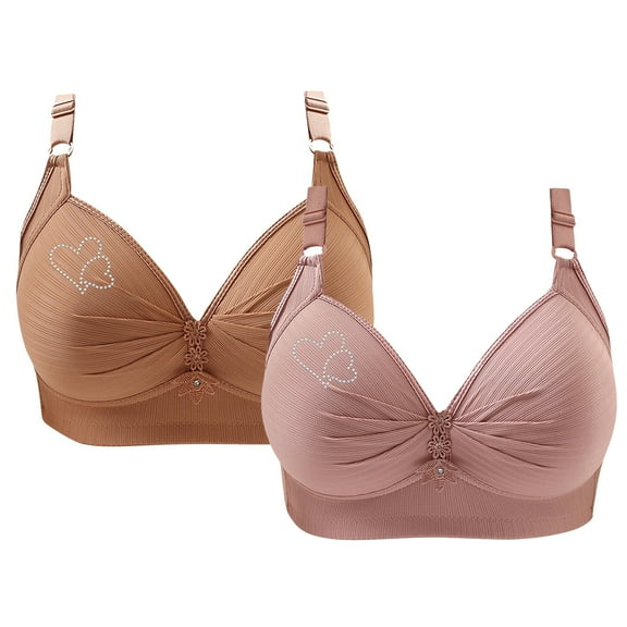 Abomasnow 2 Pack Bras for Women Full Cover Compression Bra No Underwire Unlined Bras Soft Breathable Lightweight Padded Bras