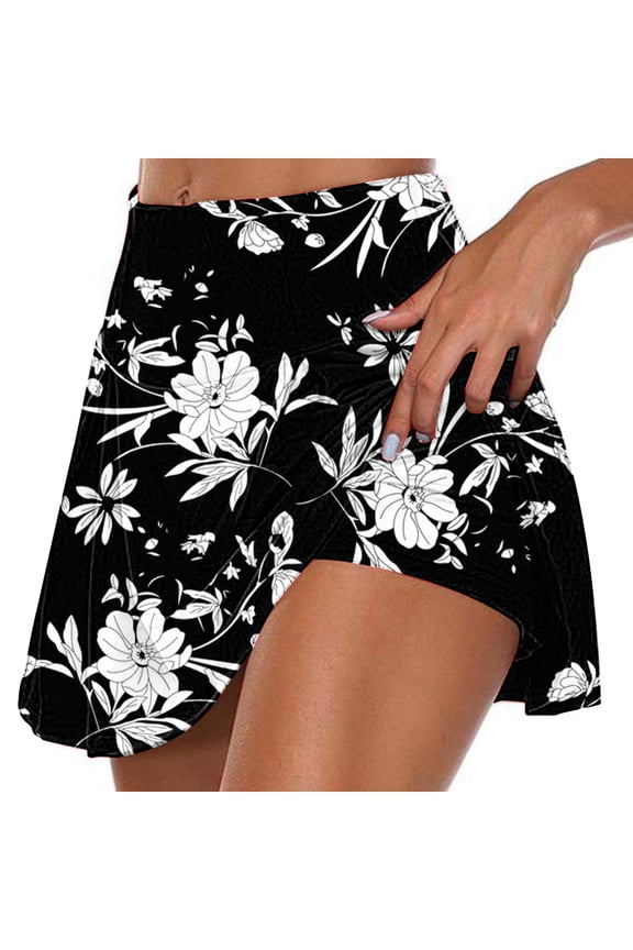 Women's Active Golf Skort Quick Dry Lightweight Skirt Flower Print Athletics Sports Shorts for Running Tennis Workout Sports