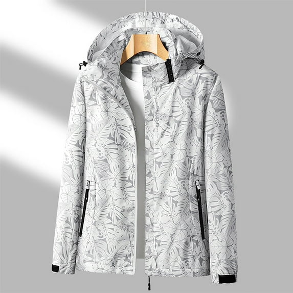 Abomasnow Deals of Today Women's Outdoor Waterproof Rain Jacket Softshell Print Raincoat with Hooded Lightweight Windbreaker for Hiking Climbing Travel