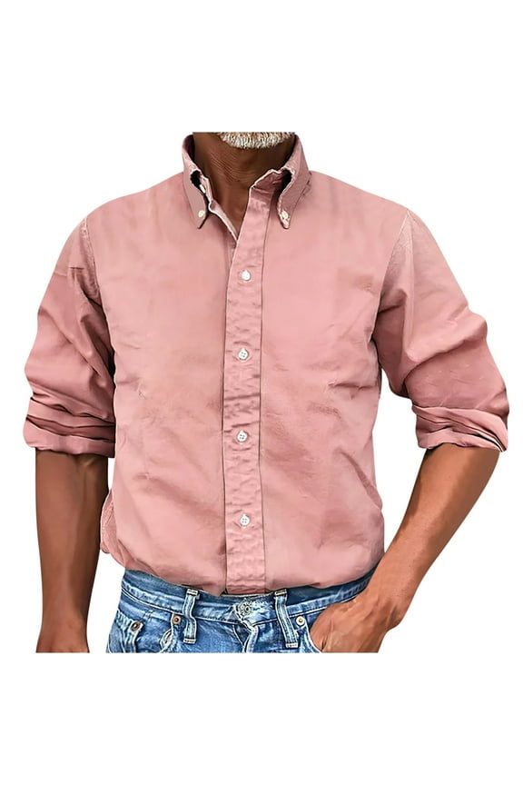 Men's Shirt Casual Fall Button Down Collar Shirts Long Sleeve Dressy Shirts Business Work Office Shirts