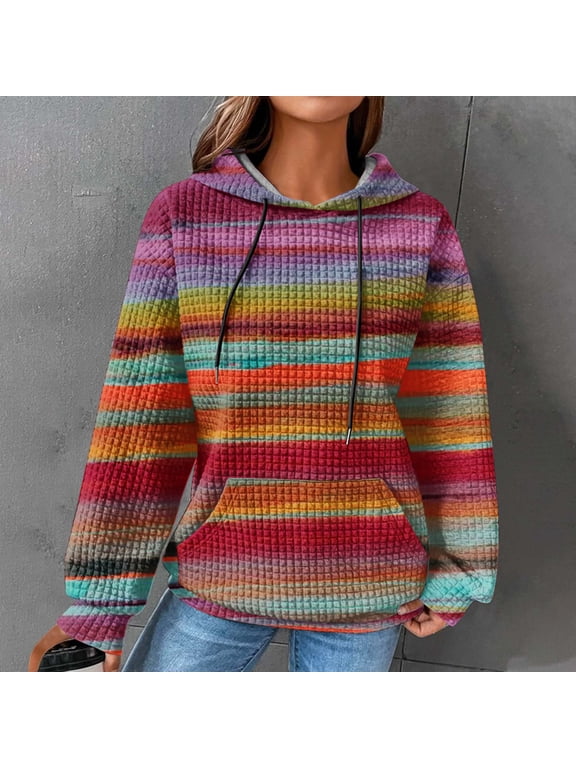 Abomasnow Women's Hoodies Bohemian Print Pullover Tops Casual Fall Long Sleeve Drawstring Hoodied Sweatshirt with Pocket
