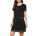 thumbnail image 1 of Cxenplz Women's Zipper Front House Coat Short Sleeves Robe Zip up Cotton Bathrobes Casual Loose Fit Short Nightgown with Pockets, 1 of 6