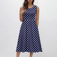 thumbnail image 1 of Abomasnow Dresses for Women Summer Sleeveless Crewneck Mini Dress A Line Polka Print Sundresses with Pockets, 1 of 9