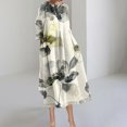 thumbnail image 1 of Abomasnow Fall Dresses for Women 2025, Plus Size Casual 3/4 Sleeve Dress Boho Floral Print Loose Crewneck Swing Patchwork Cocktail Midi Dresses with Pockets, 1 of 6