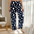 thumbnail image 1 of Abomasnow Flannel Pajama Pants for Women Soft Wide Leg Fuzzy Pj Pants Winter Heart Print Warm Fleece Pjs Bottom Sweatpants, 1 of 5