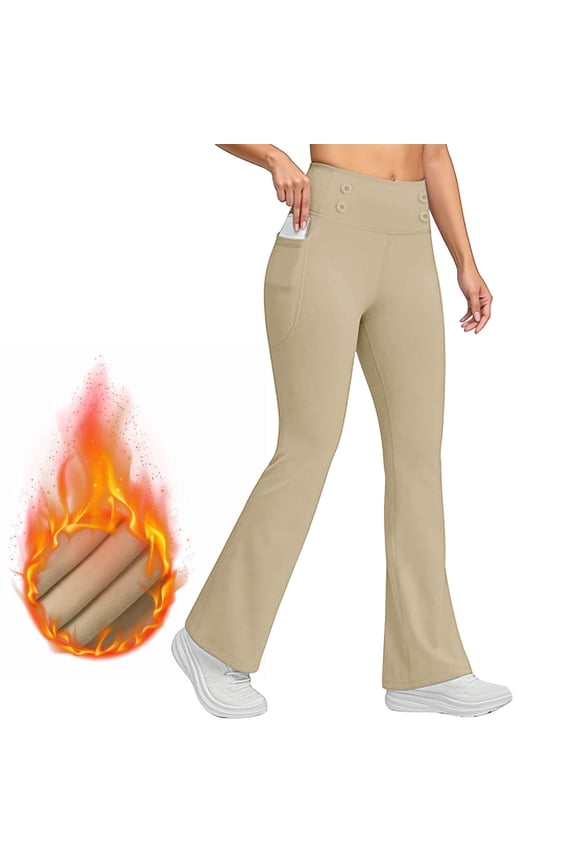 Flare Leggings for Women High Waist Wide Leg Flare Tights Tummy Control Stretchy Bell Bottom with Pockets