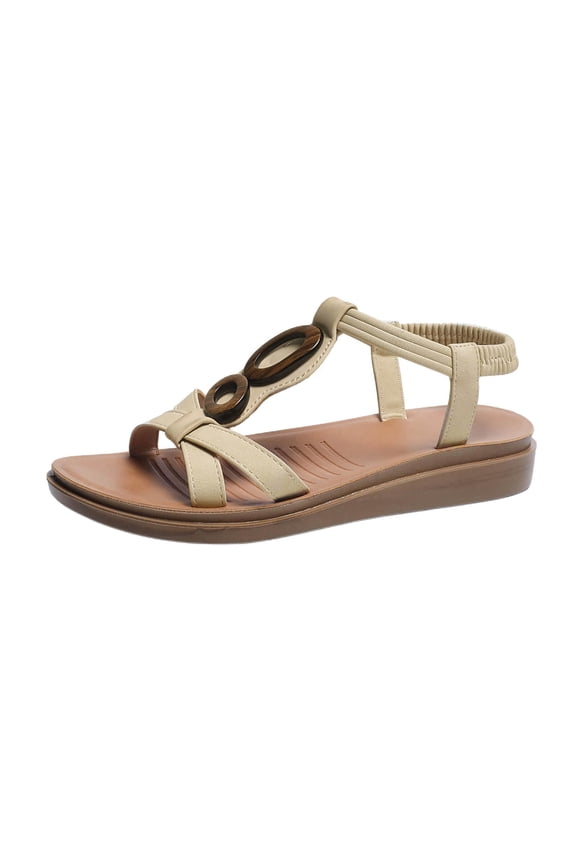 Flats Sandals for Women 2026 Summer Arch Support Open-Toe Low Wedge Shoes for Daily Beach Walking Dressy Comfy Sandals