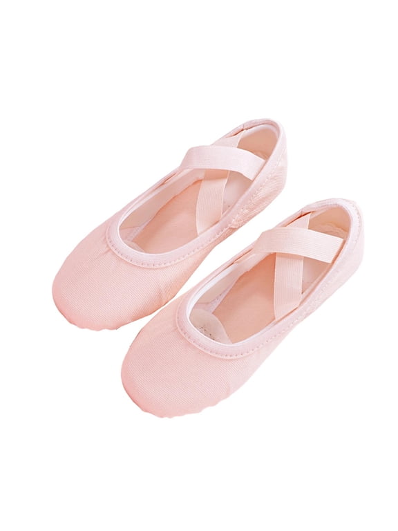 Girls Crisscross Elastic Strap Split Sole Ballet Dance Shoes Casual Lightweight Daily Shoes